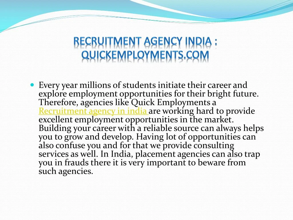 recruitment agency india quickemployments com