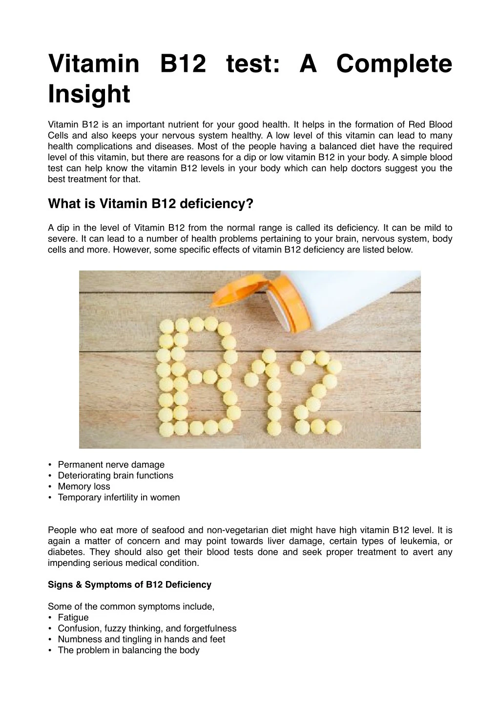 vitamin b12 test a complete insight