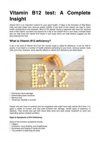 Book Vitamin B12 Lab Test Online through Zoylo - slide 1