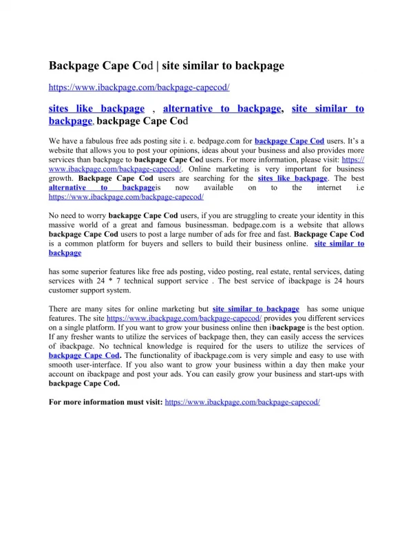 Backpage Cape Cod | site similar to backpage