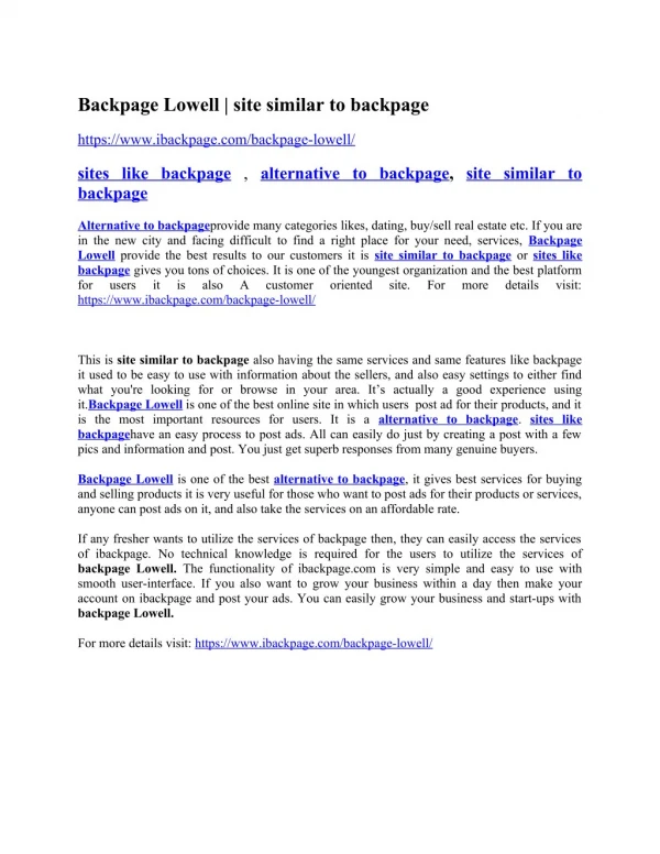 Backpage Lowell | site similar to backpage