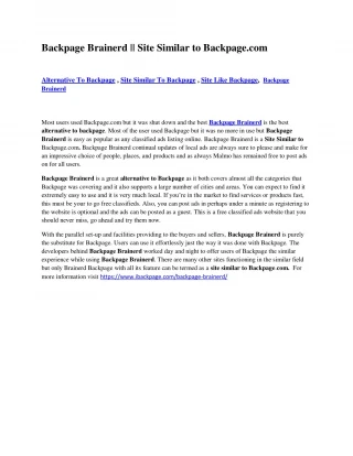 Backpage Brainerd || Site Similar to Backpage.com