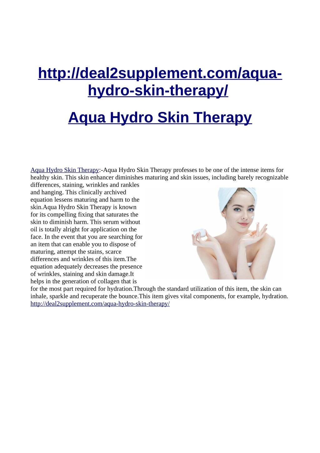http deal2supplement com aqua hydro skin therapy