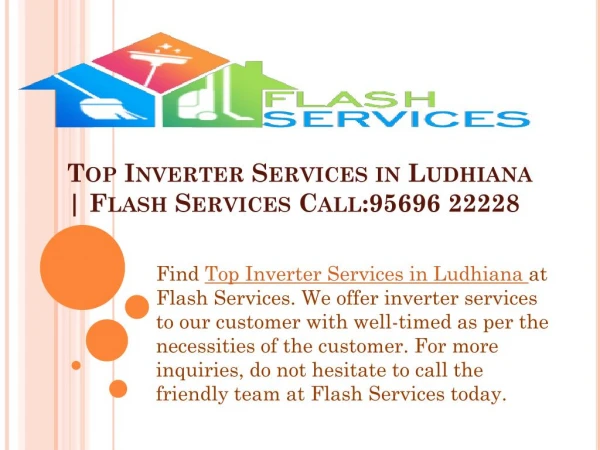Top Inverter Services in Ludhiana | Flash Services Call:95696 22228
