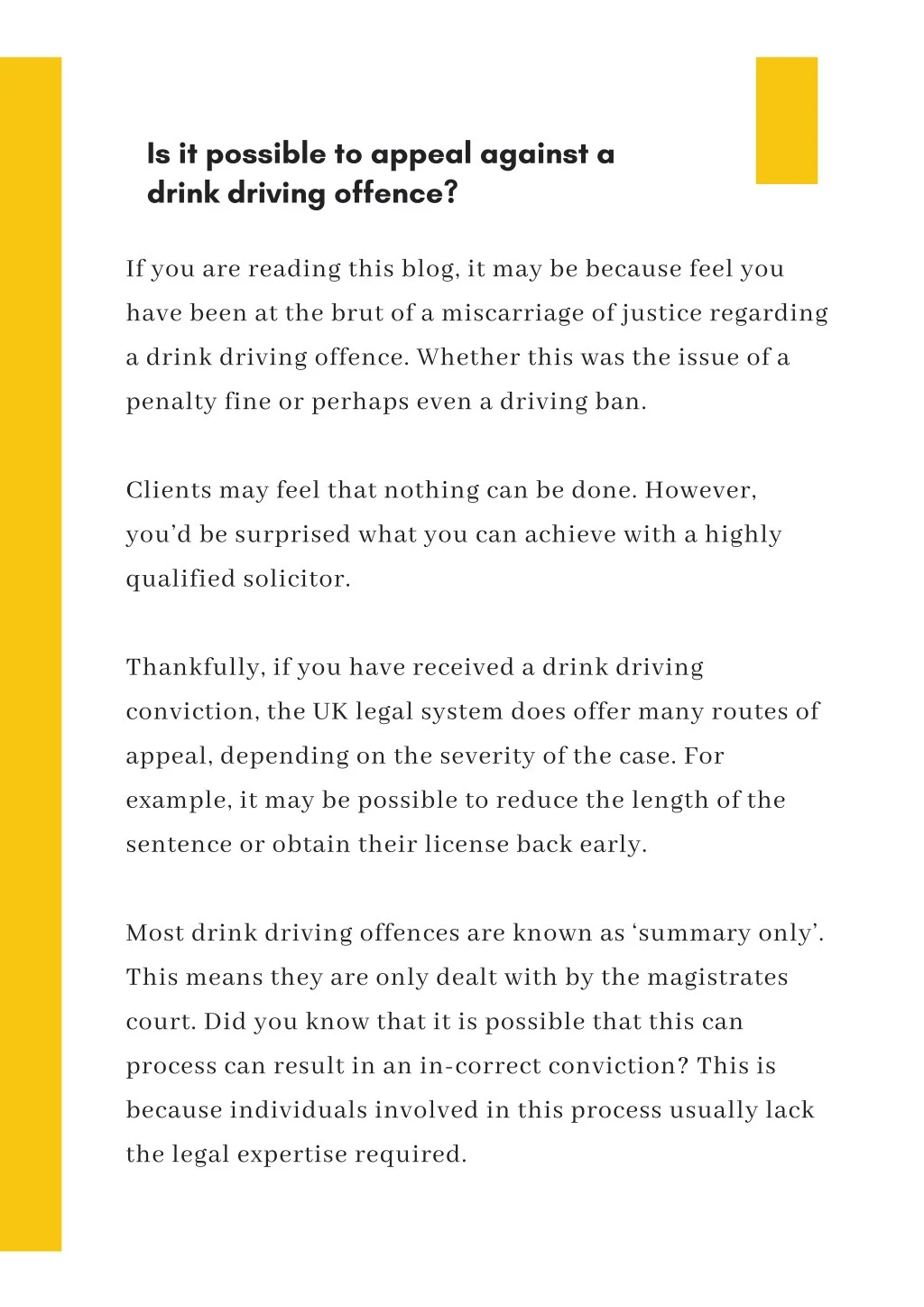 is it possible to appeal against a drink driving