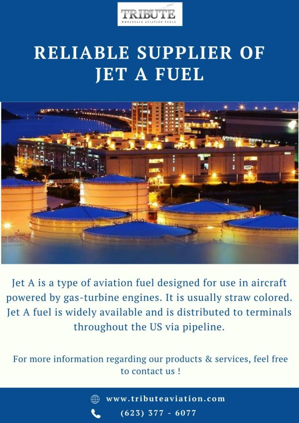 Reliable Supplier of Jet A Fuel | Tribute Aviation Services