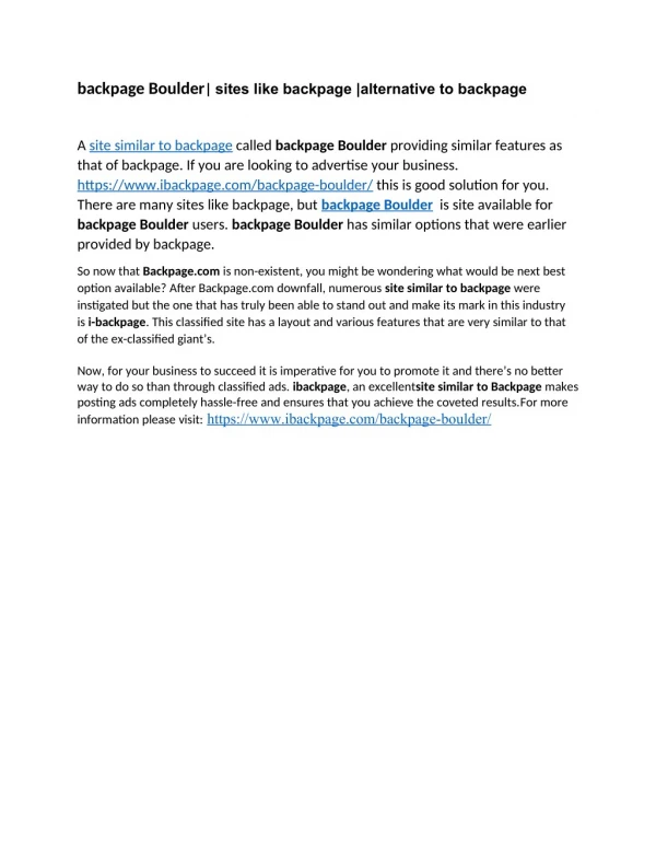 backpage Boulder| sites like backpage |alternative to backpage