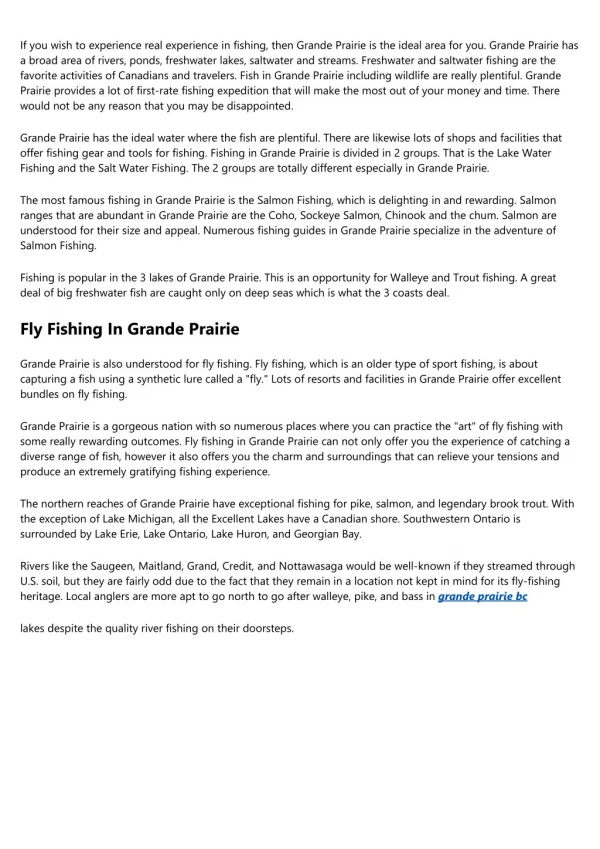 Sport Fishing In Grande Prairie