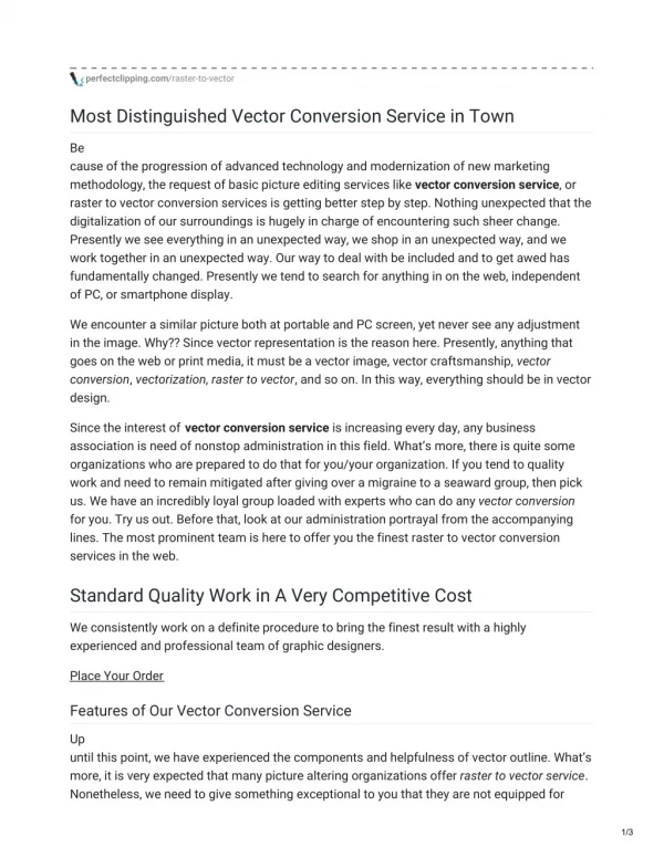 Proficient Vector Conversion Service for Any Enterprise