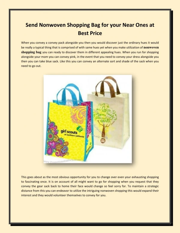 Send Nonwoven Shopping Bag for your Near Ones at Best Price