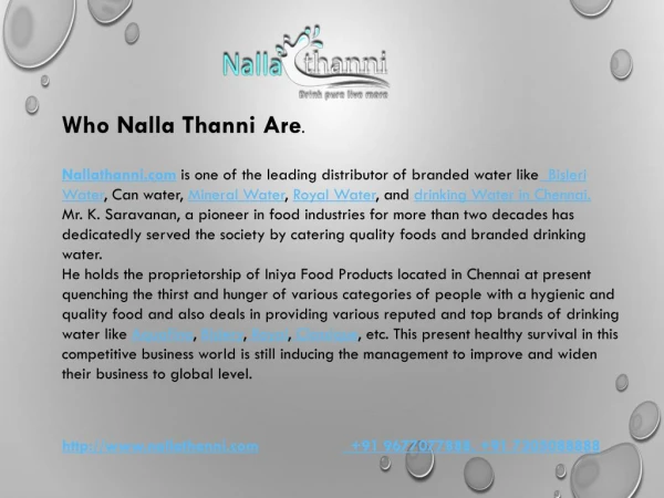 Nalla thanni | Dring Water in chennai