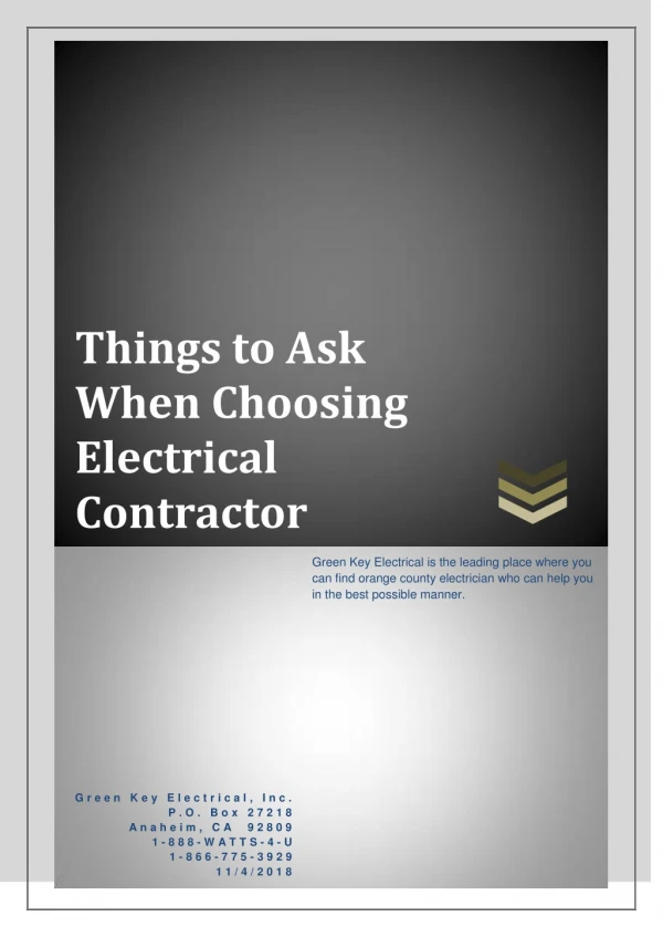 Things to Ask When Choosing Electrical Contractor