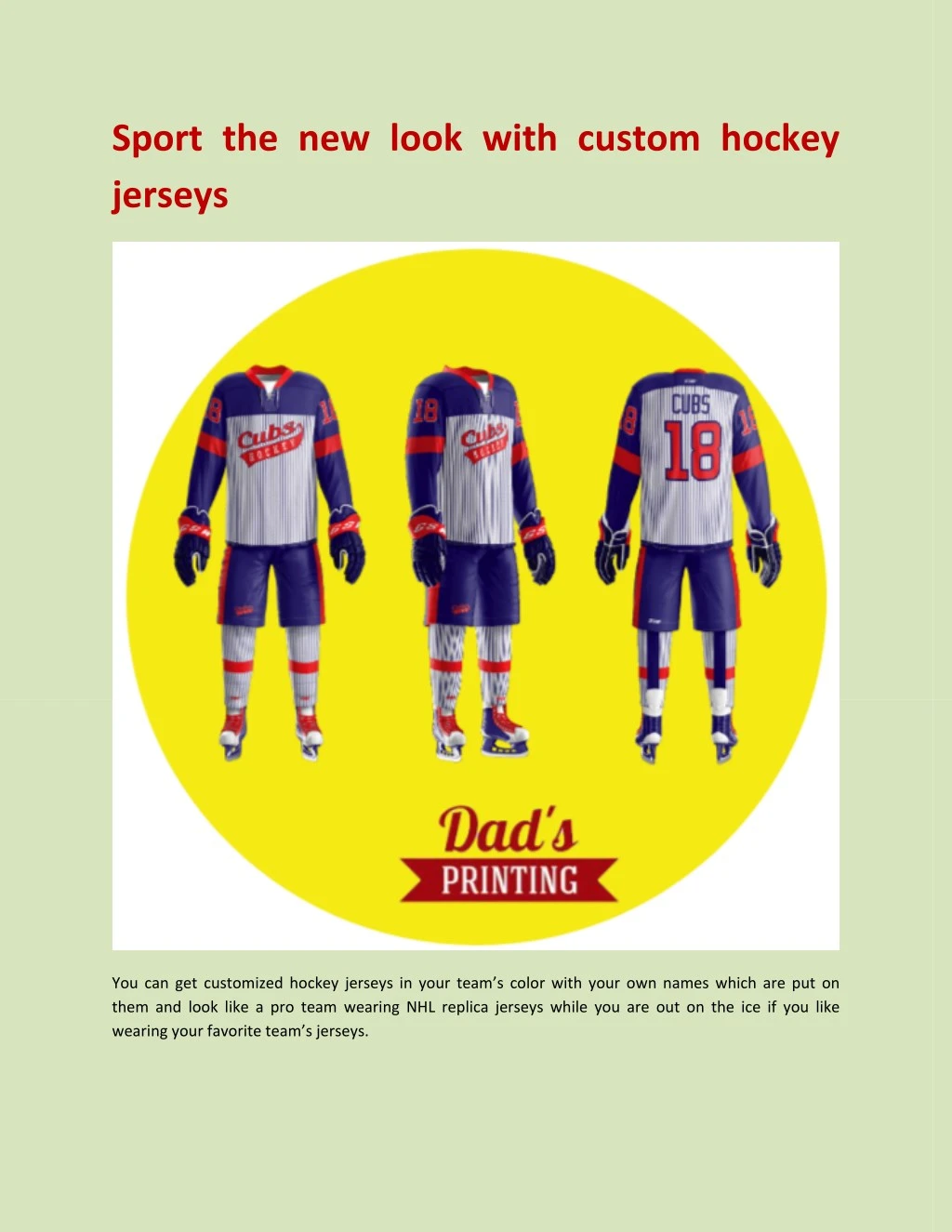 sport the new look with custom hockey jerseys