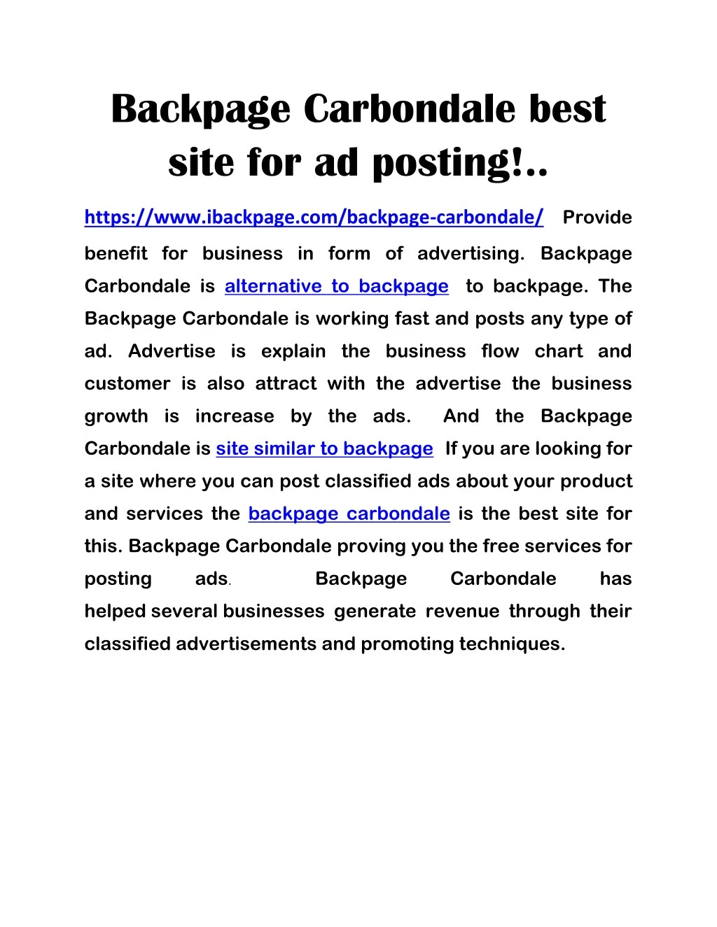 backpage carbondale best site for ad posting