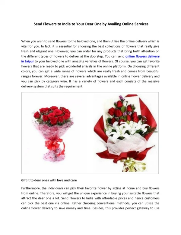 Send Flowers to India to Your Dear One by Availing Online Services