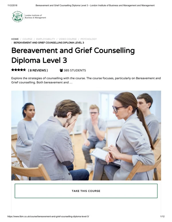 Bereavement and Grief Counselling Diploma - LIBM