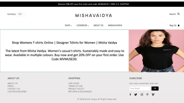Shop Womens T-shirts Online | Designer Tshirts for Women | Misha Vaidya