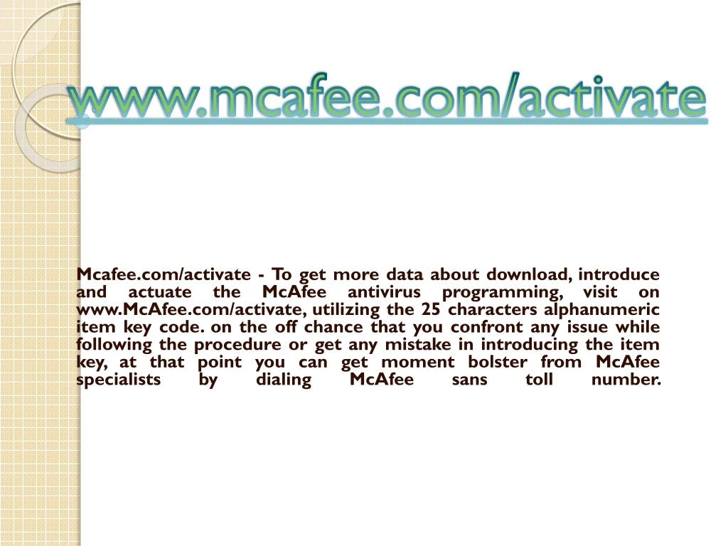 www mcafee com activate