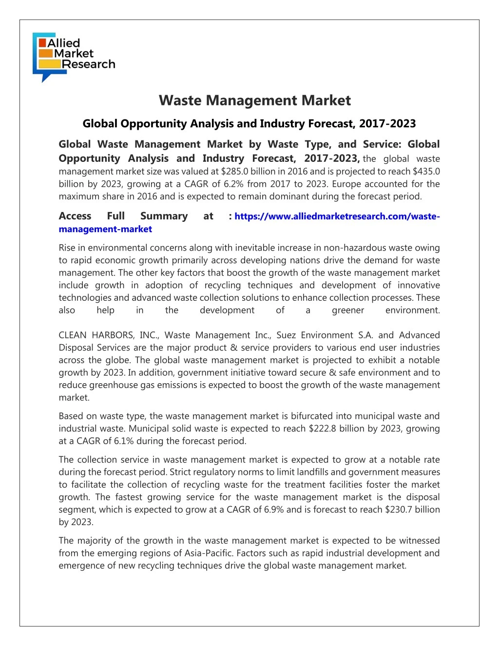 waste management market