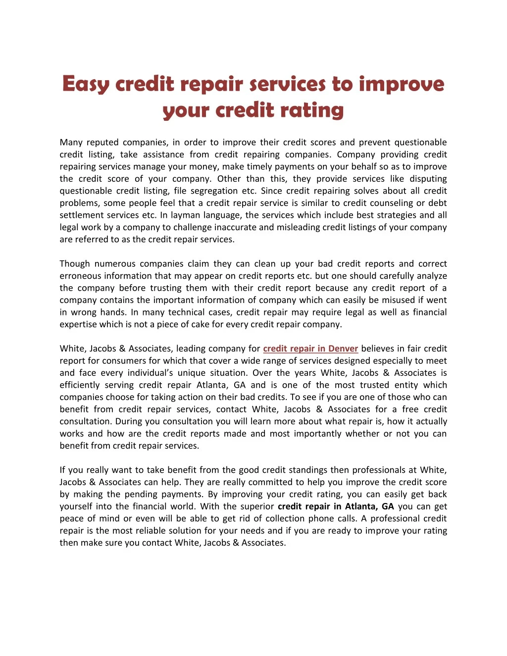 easy credit repair services to improve your