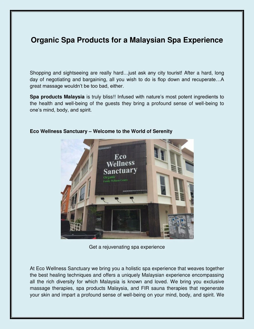organic spa products for a malaysian