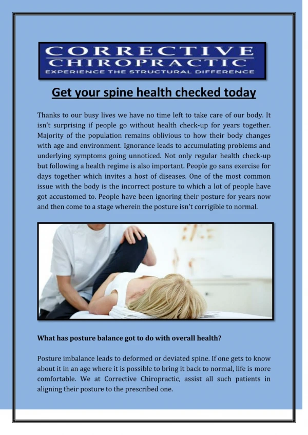 get your spine health checked today
