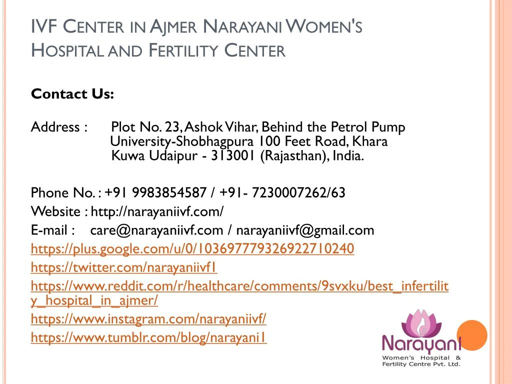 ivf center in ajmer narayani women s hospital and fertility center