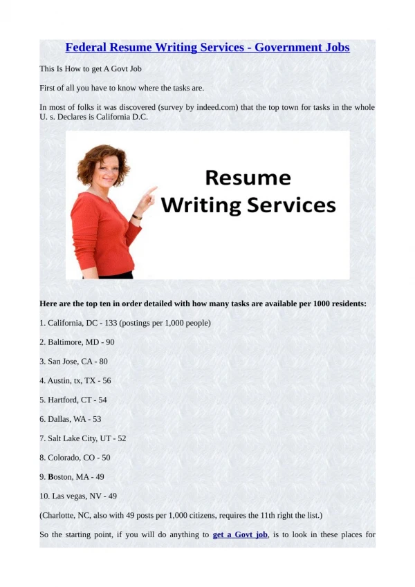 Federal Resume Writing Services - Government Jobs