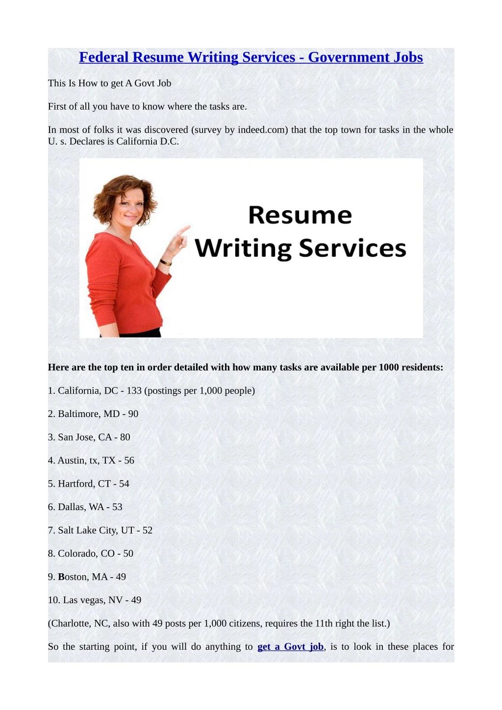 federal resume writing services government jobs