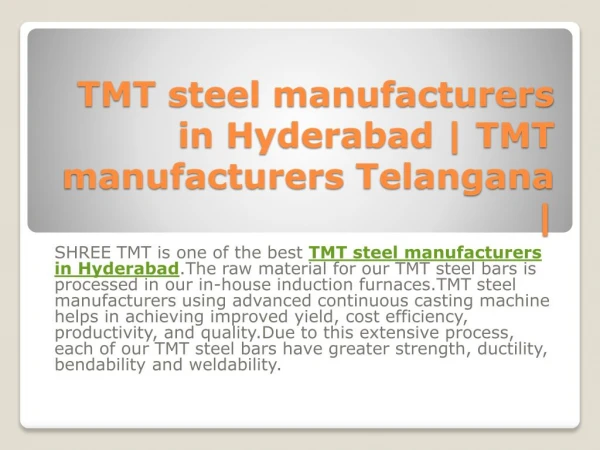 TMT steel manufacturers in Hyderabad | TMT manufacturers Telangana |