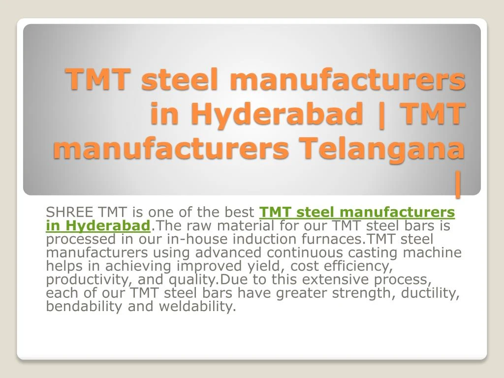 tmt steel manufacturers in hyderabad tmt manufacturers telangana
