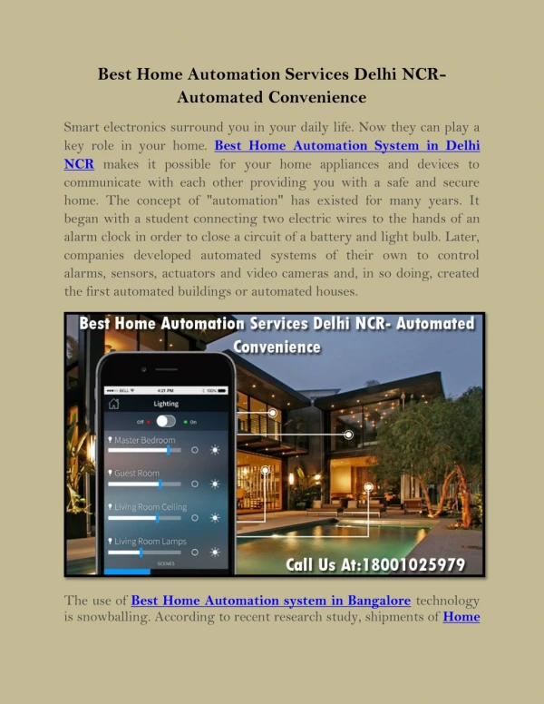 Best Home Automation Services Delhi NCR- Automated Convenience