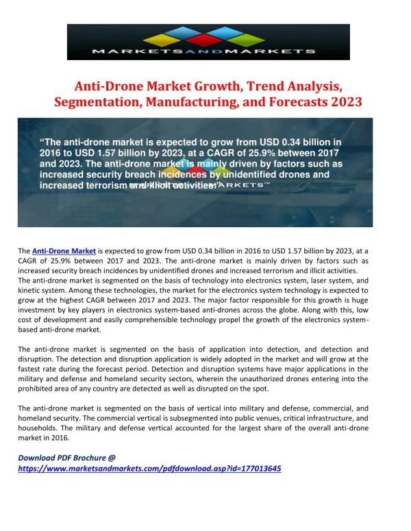 Anti-Drone Market Growth, Segmentation, Manufacturing, Trend Analysis and Forecasts 2023