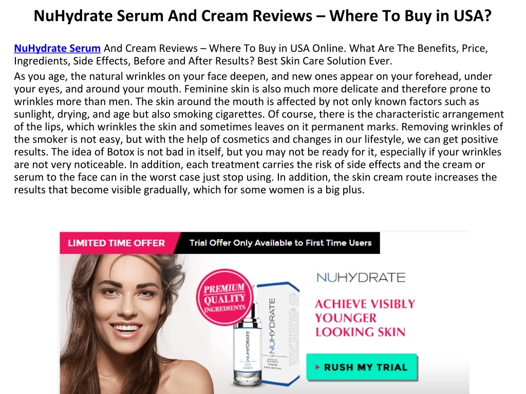 nuhydrate serum and cream reviews where