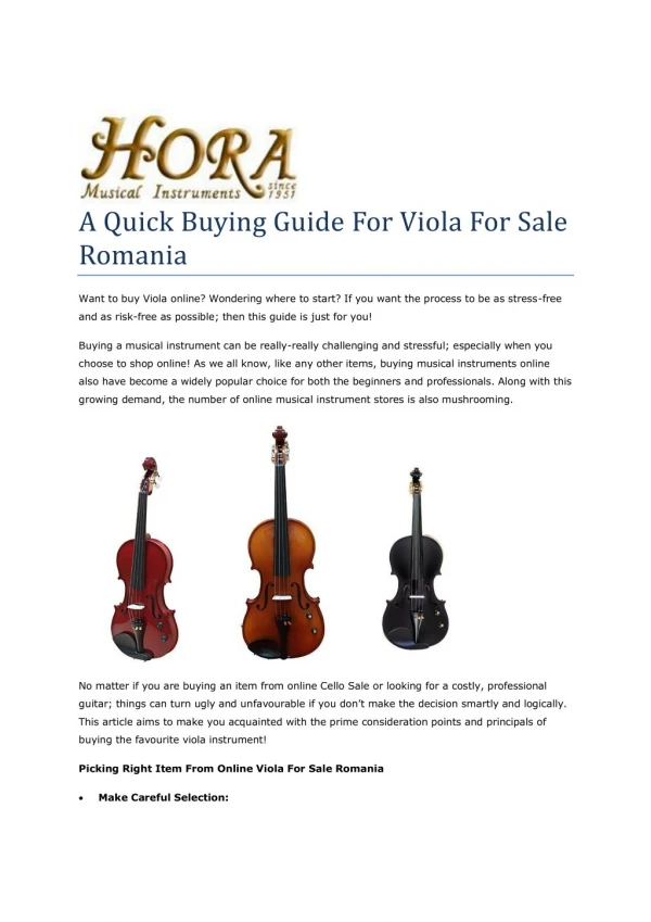 Viola For Sale Romania