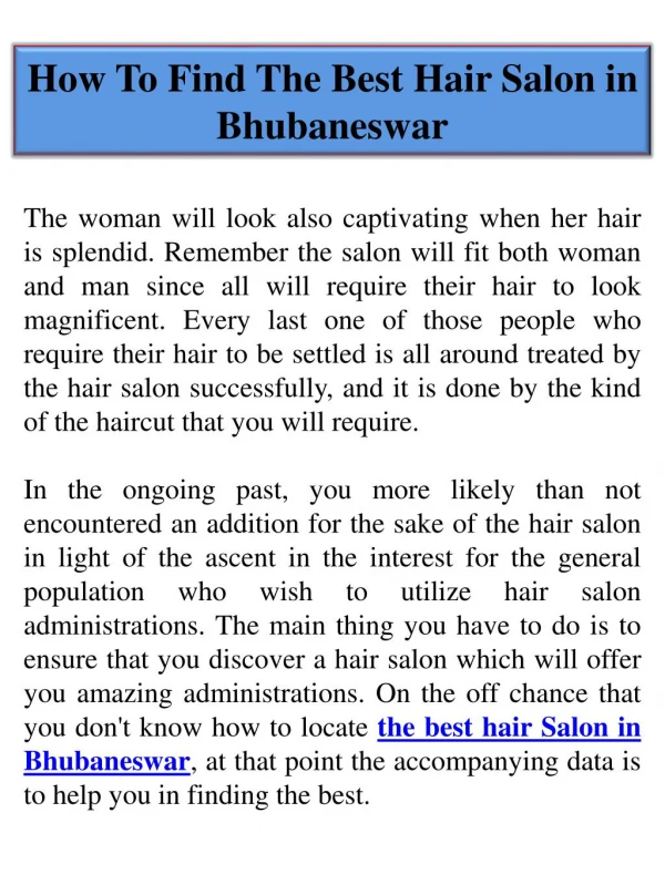 How To Find The Best Hair Salon in Bhubaneswar