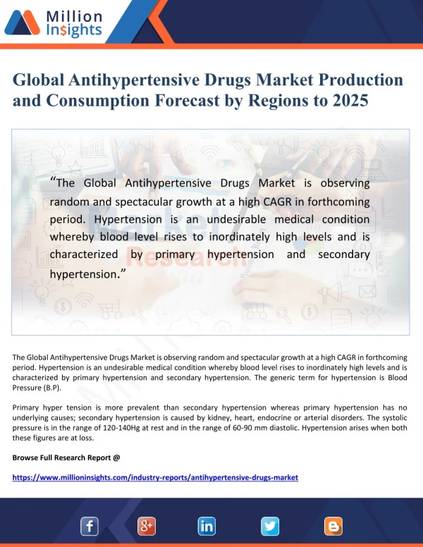 global antihypertensive drugs market production