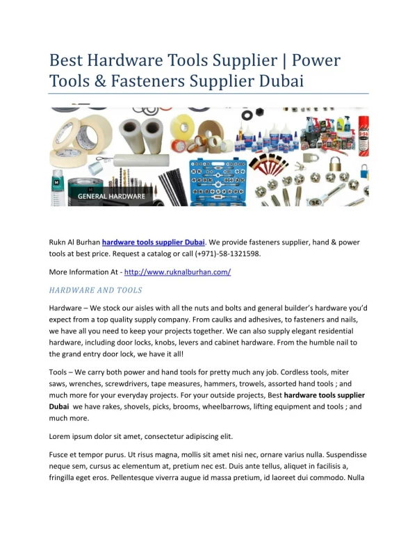Hardware tools supplier dubai