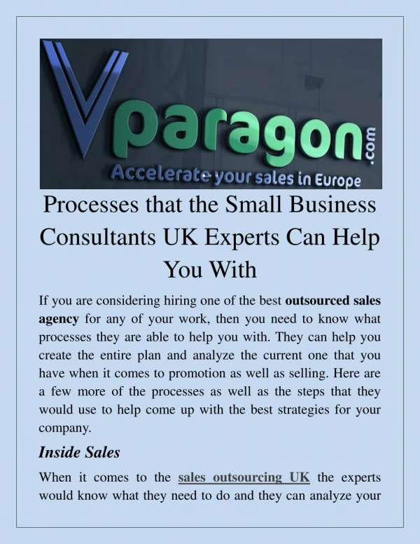 Processes that the Small Business Consultants UK Experts Can Help You With