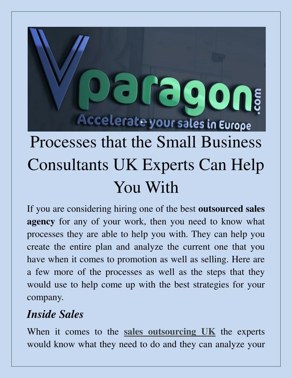 processes that the small business consultants