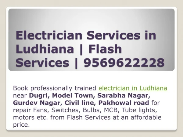 Electrician Services in Ludhiana | FlashServices | 9569622228