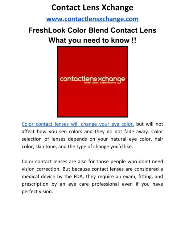 Forget Your Old Look, Try FreshLook color blend contact lens