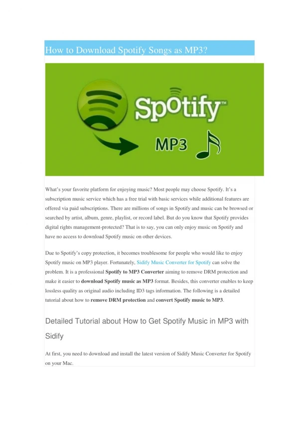 How to Download Spotify Music to MP3 for free
