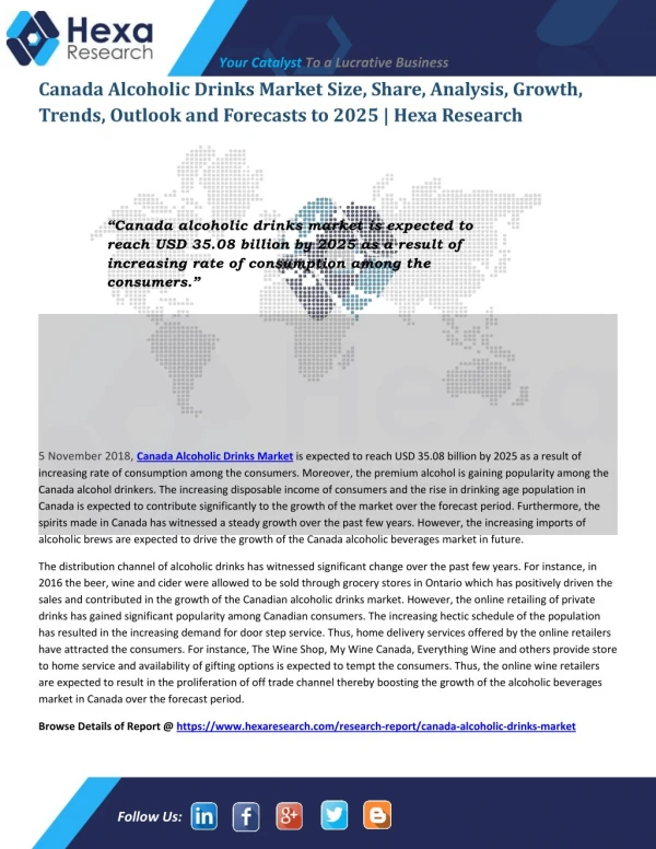 Canada Alcoholic Drinks Market Size, Share, Analysis Report, 2025