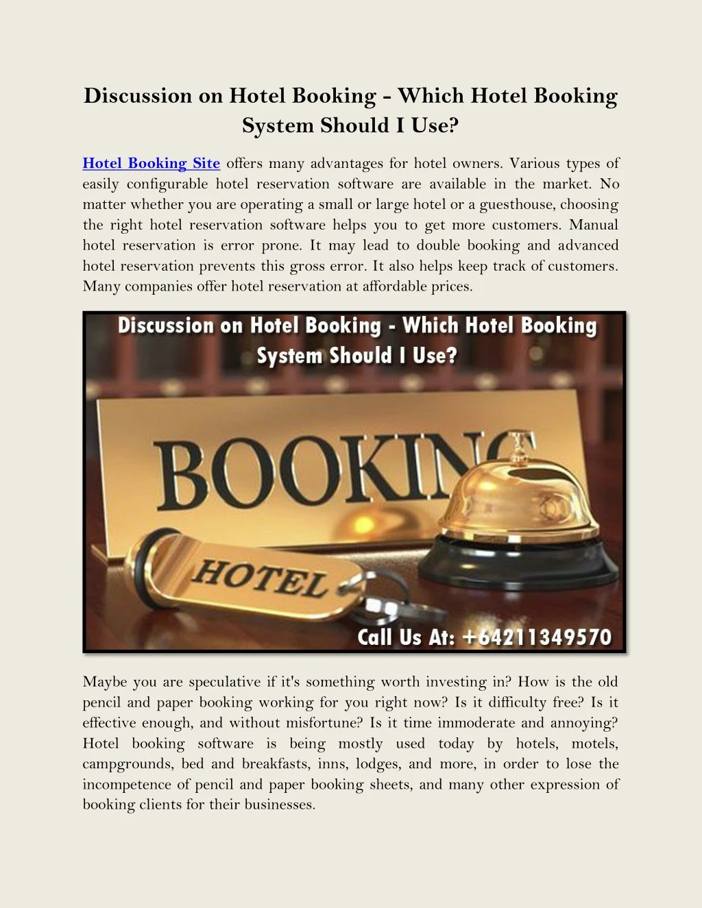 discussion on hotel booking which hotel booking