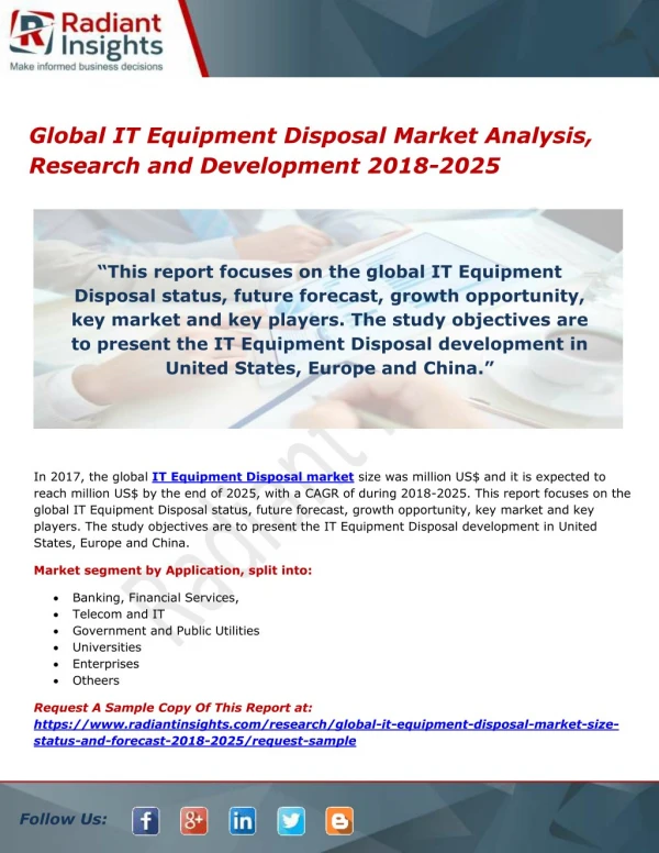 Global IT Equipment Disposal Market Analysis, Research and Development 2018-2025
