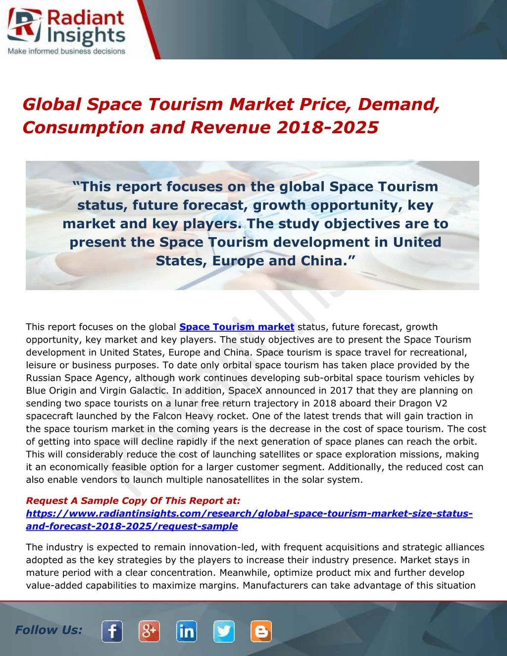 global space tourism market price demand