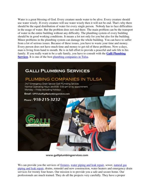 Plumbing Companies in Tulsa