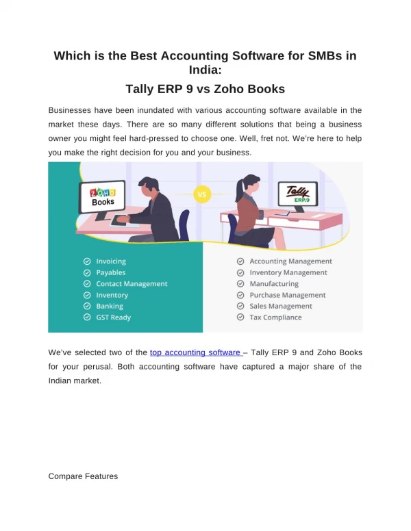 Which is the Best Accounting Software for SMBs in India: Tally ERP 9 vs Zoho Books