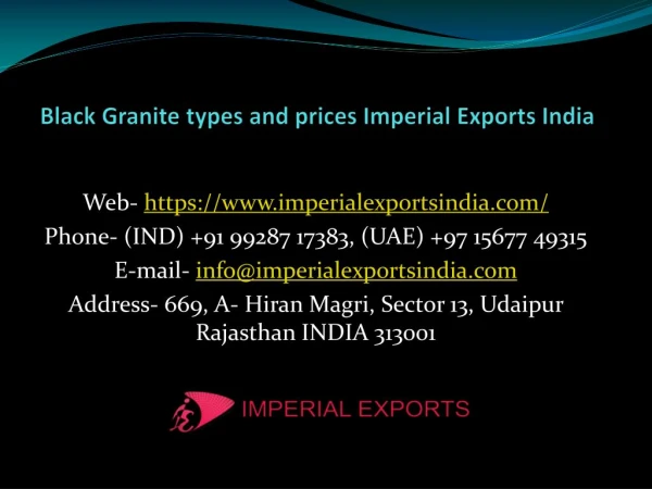 Black Granite types and prices Imperial Exports India